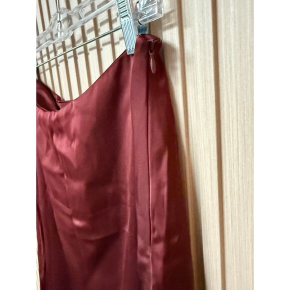 Friful Satin Midi Skirt in Burgundy Women's Size XL - Picture 5 of 9